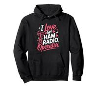 I Love My Ham Radio Operator Funny Pink Hearts Women Pullover Hoodie