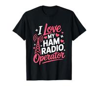 I Love My Ham Radio Operator Funny Pink Hearts Women T-Shirt