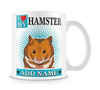 I Love My Hamster Personalised Mug with Name - Hamster Pig Mug - Blue