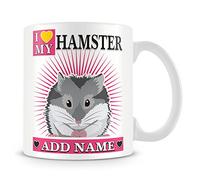 I Love My Hamster Personalised Mug with Name - Hamster Pig Mug - Pink