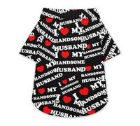 I Love My Handsome Husband Dog Hawaiian Shirt Stretch Collar Button Down Pet Clothes for Small Medium Puppy