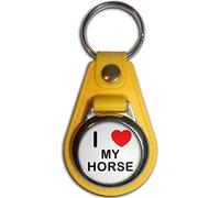 I Love My Horse - Yellow Plastic Medallion Key Ring