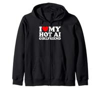 I Love My Hot AI Girlfriend Funny Humor Novelty Nerd Quote Zip Hoodie