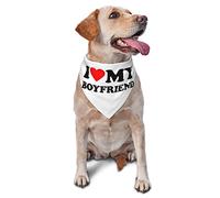 I Love My Hot Boyfriend Dog Bandanas Pet Scarf Triangle Bib Boy Girl Adjustable Kerchief Accessories for Small Medium Large Puppy