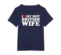 I Love My Hot British Wife T-Shirt, Women's Plus, Navy Blue, 2X