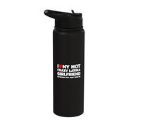 I Love My Hot Crazy Latina Girlfriend Funny Stainless Steel Insulated Water Bottle