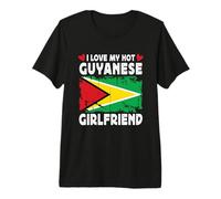 I Love My Hot Guyanese Girlfriend Couple Guyana Flag Premium T-Shirt