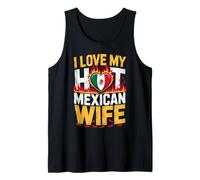 I Love My Hot Mexican Wife Heart Flag Flame Pride Design Tank Top