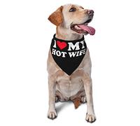 I Love My Hot Wife 2 Dog Bandanas Pet Scarf Triangle Bib Cats Adjustable Kerchief Accessories for Small Medium Large Puppy