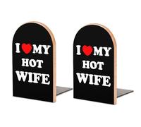 I Love My Hot Wife Decorative Bookends for Shelves Heavy Book Ends Holder for Office Home