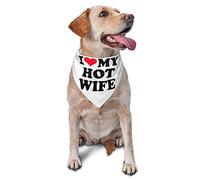 I Love My Hot Wife Dog Bandanas Pet Scarf Triangle Bib Cats Adjustable Kerchief Accessories for Small Medium Large Puppy