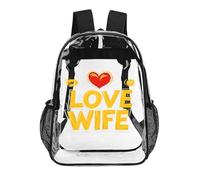 I Love My Hot Wife Funny Clear Backpack Waterproof Transparent Bag See Through Rucksack with Adjustable Straps