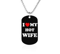 I Love My Hot Wife Funny Memorial Necklace Lightweight Printed Photo Necklaces Metal Tag Pendant