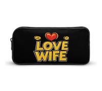 I Love My Hot Wife Large Capacity Pencil Case Zipper Office Storage Pouch Multifunctional Makeup Bag for Travel 22 * 12 * 5cm