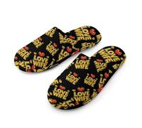 I Love My Hot Wife Men's Cotton Slippers Memory Foam Comfort House Shoes Winter Indoor Slipper for Hotel Casa Spa