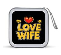 I Love My Hot Wife Portable CD Case 40 Capacity DVD Collection Holder Zipper Storage Wallet for Car Home Travel