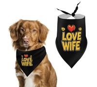 I Love My Hot Wife Triangle Dog Bandana Adjustable Pet Bibs Summer Washable Scarf for Small Medium Large Pets