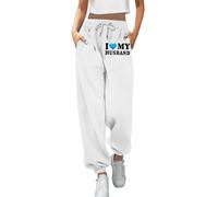 I Love My Husband Baggy Cinch Bottom Sweatpants Ladies Sweatpants Winter Winter Fall Active High Waisted Joggers Loose Casual Athletic Graphic Yoga Trousers Elastic Waist Sporty Soft White