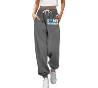 I Love My Husband Baggy Cinch Bottom Sweatpants Ladies Sweatpants Winter Winter Fall Active High Waisted Joggers Loose Casual Athletic Graphic Yoga Trousers Elastic Waist Sporty Soft Grey