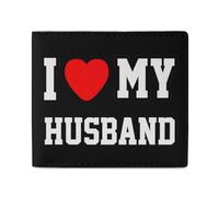 I Love My Husband Bifold Wallet Front Pocket with Money and Credit Card Holder for Men Women