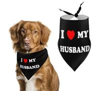 I Love My Husband Cute Dog Bandanna Scarf Printed Adjustable Triangle Pet Kerchief for Dogs And Cats