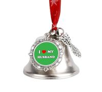 I Love My Husband Funny Christmas Bell Ornaments Wing And Heart Christmas Bells with Red Rope for Weddings Parties