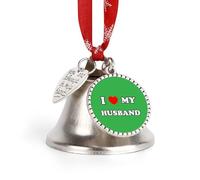 I Love My Husband Funny Christmas Bell Ornaments Wing And Heart Christmas Bells with Red Rope for Weddings Parties