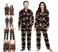 I Love My Husband Pajamas Custom Couple Pajamas Matching Sets I Love My Wife Pajamas Personalized Husband Wife's Face Couple Pajamas Valentine's Day Funny Pjs Sleepwear Loungewear for Couple Lover