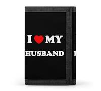 I Love My Husband Trifold Men's Wallets with 8 Card Slots & Key Hook Slim Travel Purse Money Clip
