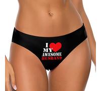 I Love My Husband Women's Low Waist T-Back Thong Panty Underwear Brief Print