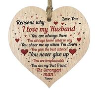 I Love My Husband Wooden Heart Plaque, Light Wood Sign, Anniversary | Made in The UK By Stuff4
