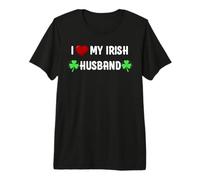 I Love My Irish Husband Lucky St Patricks Day Family Clover Premium T-Shirt