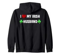 I Love My Irish Husband Lucky St Patricks Day Family Clover Zip Hoodie