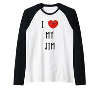I Love My Jim Name Funny Raglan Baseball Tee