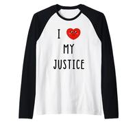 I Love My Justice Name Funny Raglan Baseball Tee
