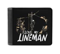 I Love My Lineman Printed Bifold Wallet with Hidden Compartments Pocket Money and Credit Card Holder for Men Women