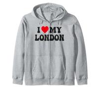 I Love My London Funny Valentine Red Heart Love Women London Zip Hoodie