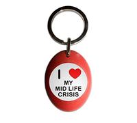 I Love My Mid Life Crisis - Red Plastic Oval Key Ring