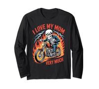 I Love My Mom Very Much Biker Skull Skeleton Motorcyclist Long Sleeve T-Shirt
