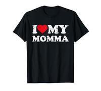 I Love My Momma Funny Heart Slogan T-Shirt