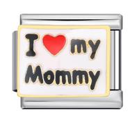 I Love My Mommy Mom Mum Love heart Silver Italian 9mm Link Stainless Steel Bracelet Charm Compatible With Nomination 9mm Bracelet