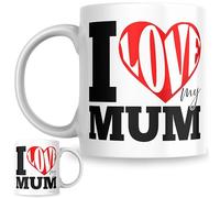 I Love My Mum Mug | Heart Design Coffee Cup from The Love in Text Collection | Funny Gift for Kids, Adults or Anyone who Loves Thier Mum | Ceramic Tea Mug