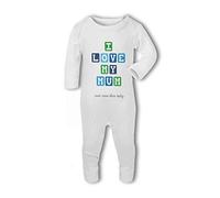 I Love My Mum with Personalised Saying Blue Gift - Baby Romper Suit - 3-6 Months