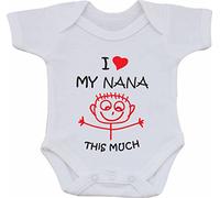 I LOVE MY NANA THIS MUCH 100% COTTON BABY VEST OR BIB (18 to 24 months)