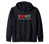 "I LOVE MY NERD BOYFRIEND" Funny Smart Nerdy Dorky Sarcastic Zip Hoodie