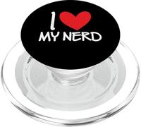 I Love My Nerd Geek Heart Boyfriend Couple Friend Smart Guy PopSockets PopGrip for MagSafe
