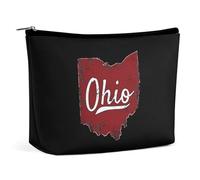 I Love My Ohio Makeup Bag Portable Travel Cosmetic Bag Large Zipped Pouch PU Leather Organizer Bag Toiletry Bag