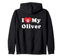 I Love My Oliver Dog Owner Pet Dog Lover Zip Hoodie