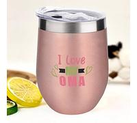 I Love My Oma Wine Tumbler - Stainless Steel Insulated Cup for Wine, Coffee - Stemless Wine Glasses - Funny Travel Mug with Lid - 12 OZ