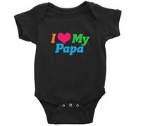 I Love My Papa Rompers for Baby Girls Boys' Clothing Short Sleeve Baby Bodysuit D-Black